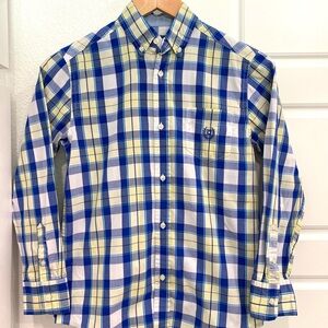 Chaps Boys Blue and Yellow Plaid Button Down Shirt Long Sleeve Size Medium 10/12